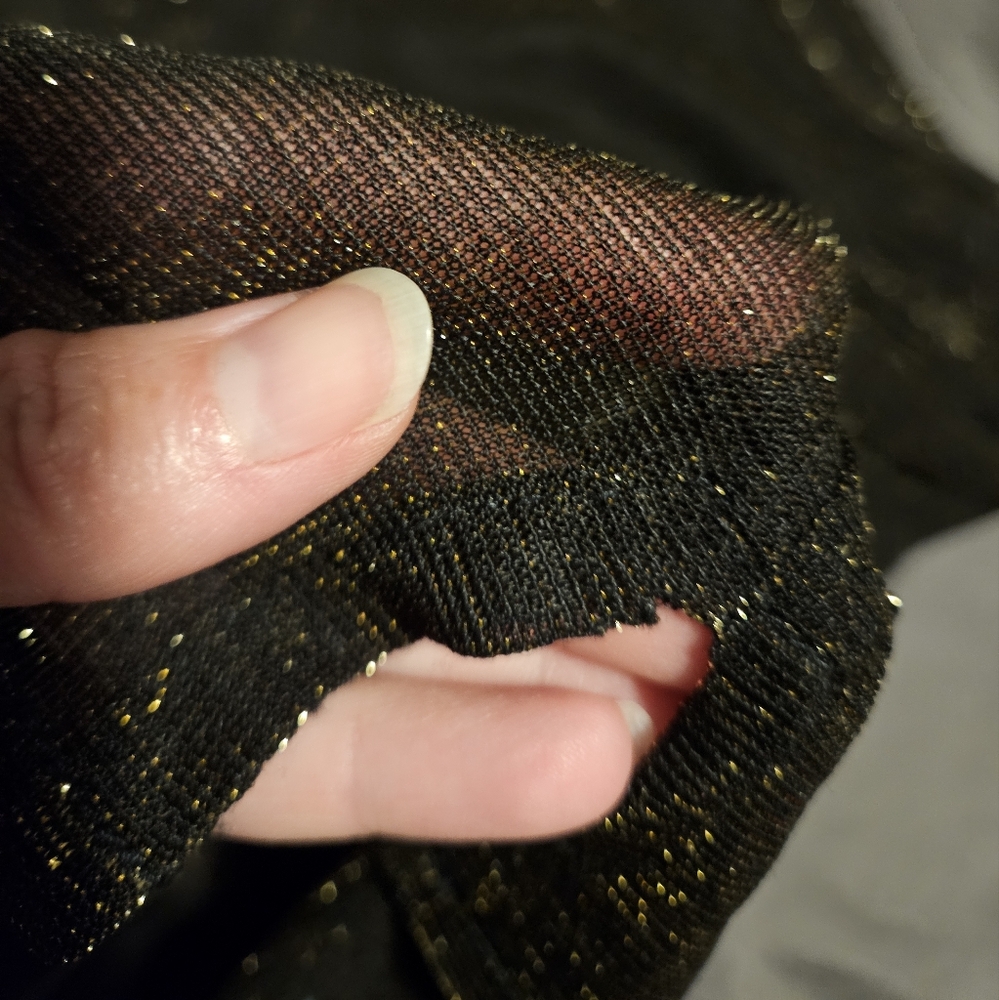 Vintage 90s Sheer Black Tank Top With Gold Sparkle Medium - Picture 9 of 9